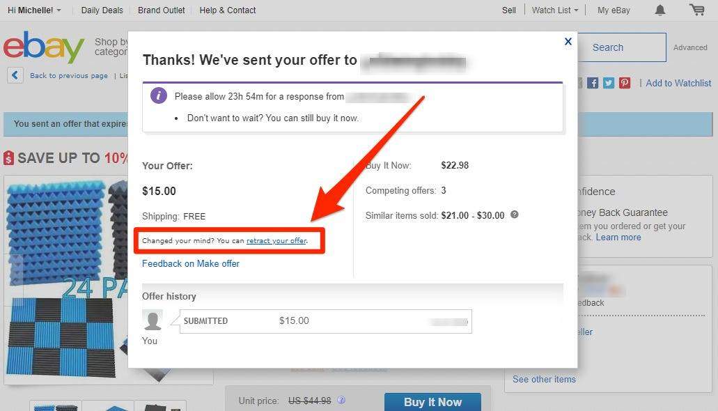 How to cancel an offer on eBay