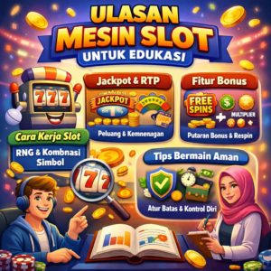 Ulasan mesin slot untuk edukasi: cara kerja reel, RNG, RTP, volatilitas, fitur bonus, dan risiko dijelaskan ringan agar kamu paham sebelum mencoba.
